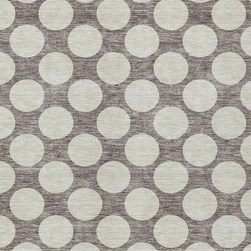 Taupe And Gray Polka Dot Washable Indoor Outdoor Area Rug Photo 6