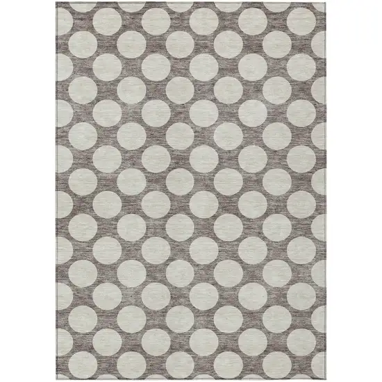 Taupe And Gray Polka Dot Washable Indoor Outdoor Area Rug Photo 2