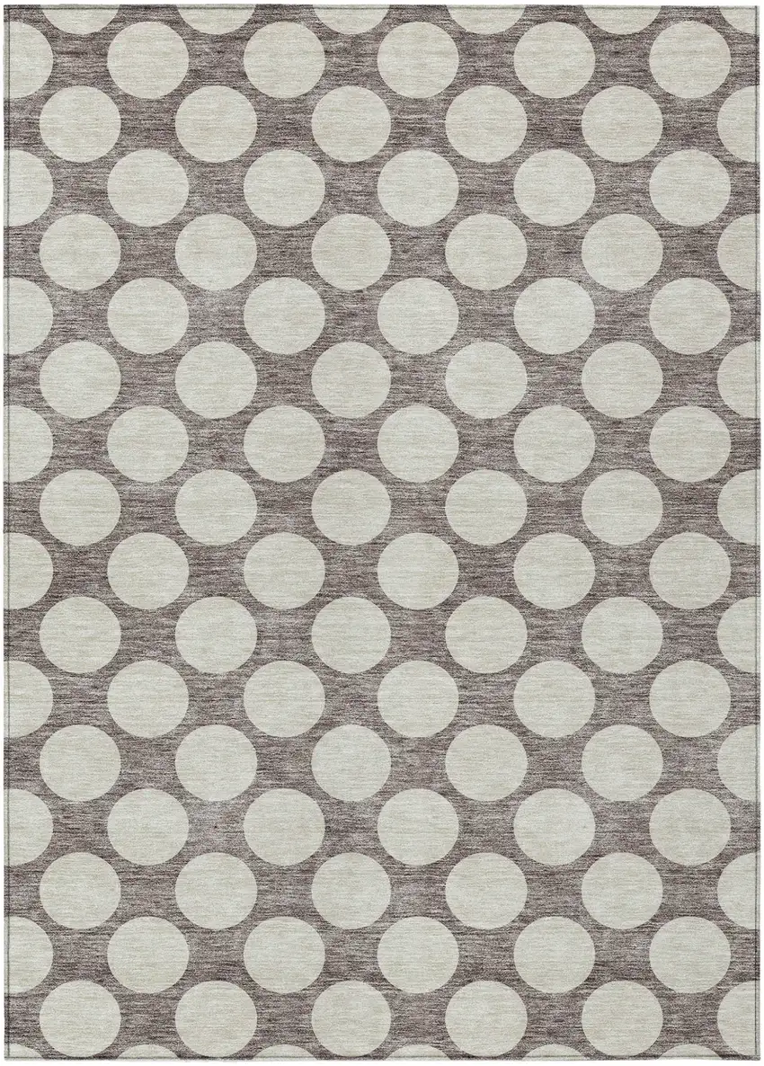Taupe And Gray Polka Dot Washable Indoor Outdoor Area Rug Photo 2