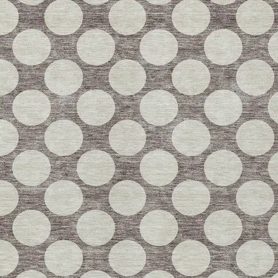 Taupe And Gray Polka Dot Washable Indoor Outdoor Area Rug Photo 6