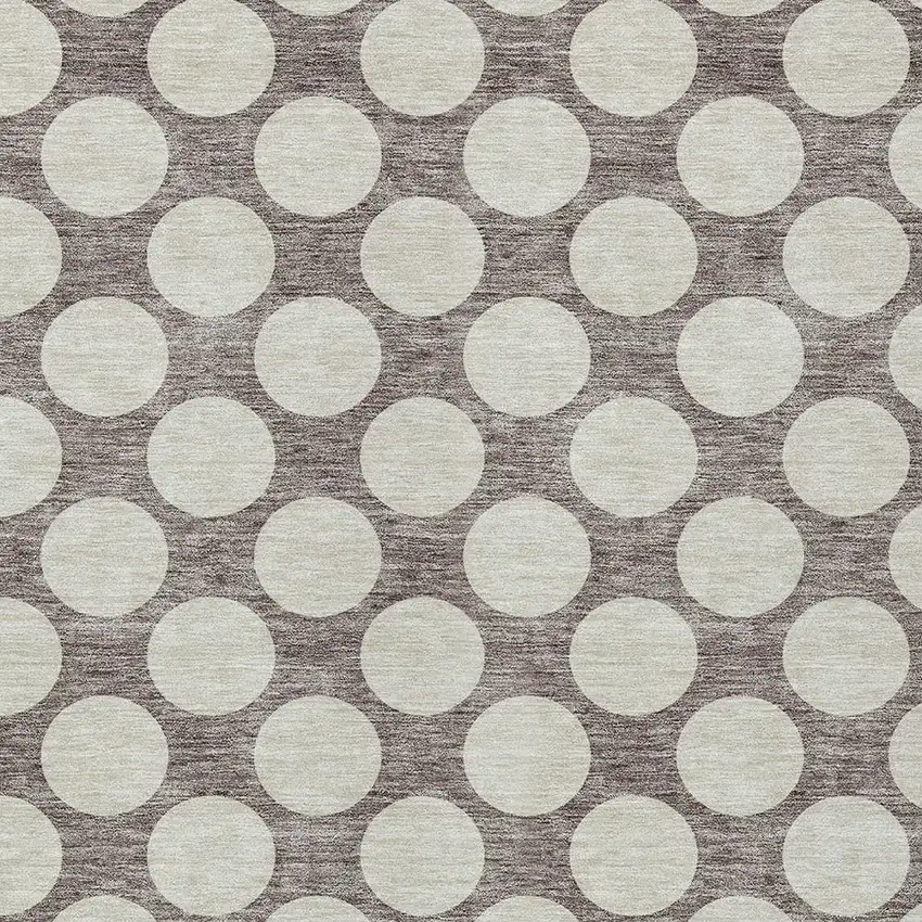 Taupe And Gray Polka Dot Washable Indoor Outdoor Area Rug Photo 6