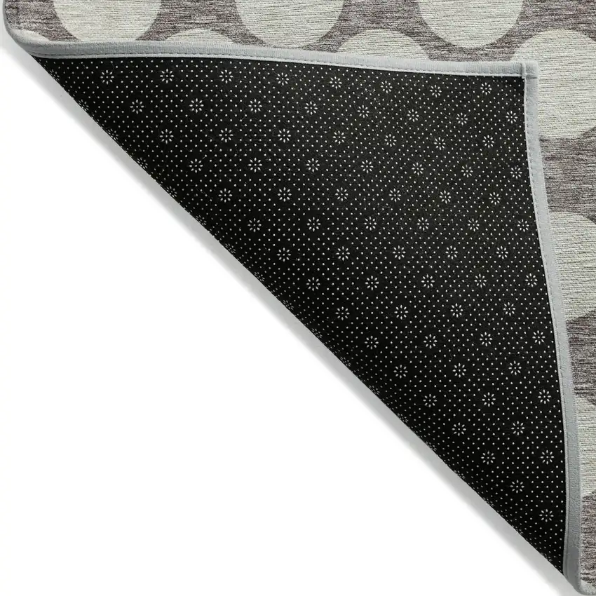 Taupe And Gray Polka Dot Washable Indoor Outdoor Area Rug Photo 4