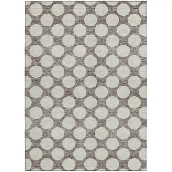 Taupe And Gray Polka Dot Washable Indoor Outdoor Area Rug Photo 7