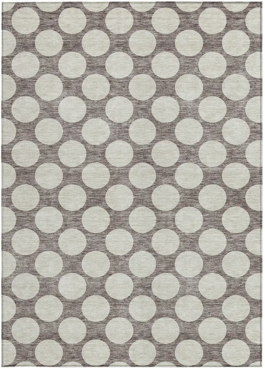 Taupe And Gray Polka Dot Washable Indoor Outdoor Area Rug Photo 7