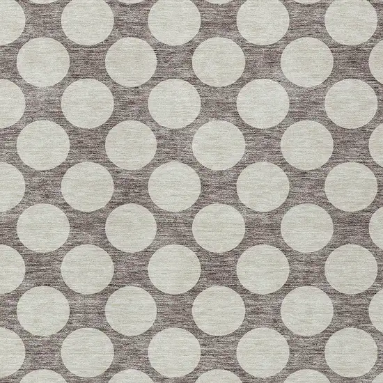 Taupe And Gray Polka Dot Washable Indoor Outdoor Area Rug Photo 6