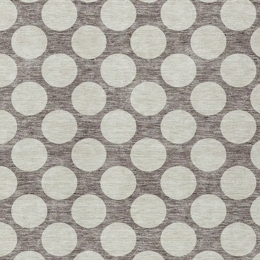 Taupe And Gray Polka Dot Washable Indoor Outdoor Area Rug Photo 6