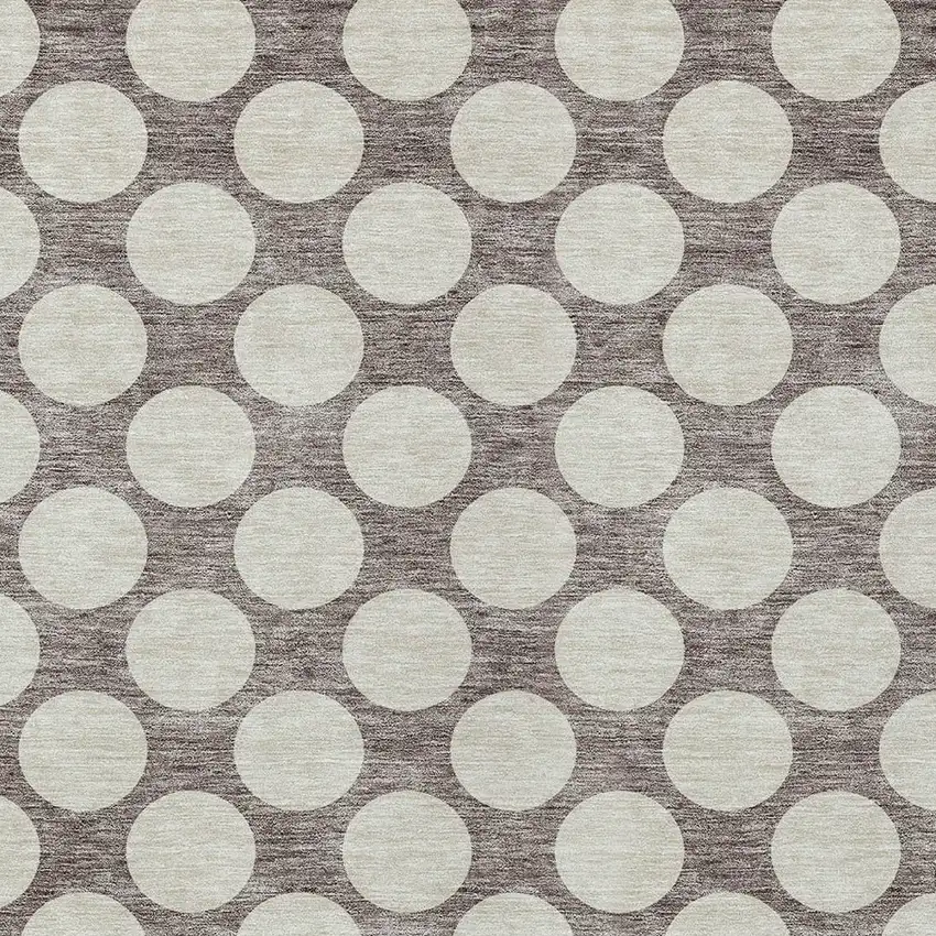Taupe And Gray Polka Dot Washable Indoor Outdoor Area Rug Photo 6