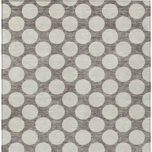 Photo of Taupe And Gray Polka Dot Washable Indoor Outdoor Area Rug