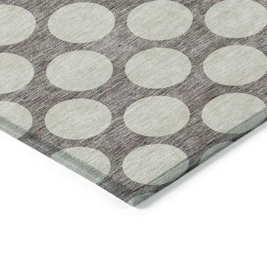Taupe And Gray Polka Dot Washable Indoor Outdoor Area Rug Photo 5