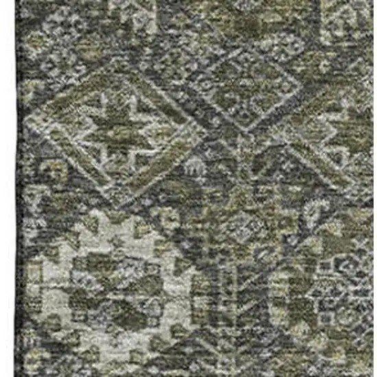 Taupe And Gray Tribal Washable Area Rug With UV Protection Photo 4