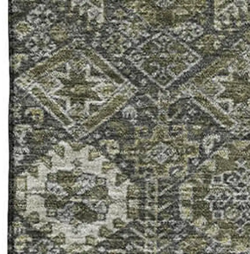 Taupe And Gray Tribal Washable Area Rug With UV Protection Photo 4