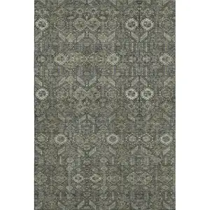 Photo of Taupe And Gray Tribal Washable Area Rug With UV Protection