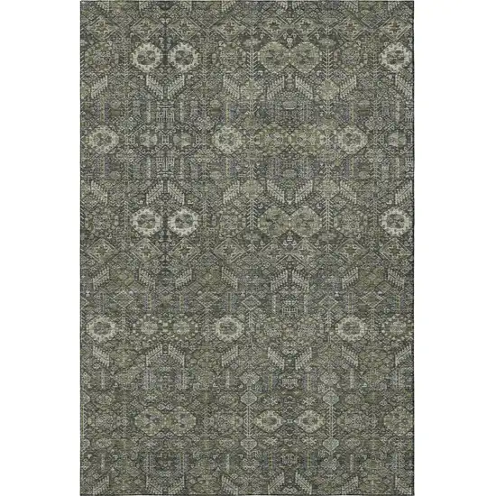 Taupe And Gray Tribal Washable Area Rug With UV Protection Photo 3