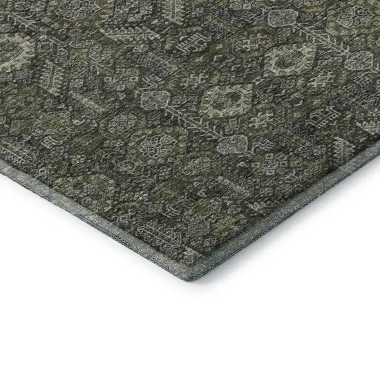 Taupe And Gray Tribal Washable Area Rug With UV Protection Photo 8