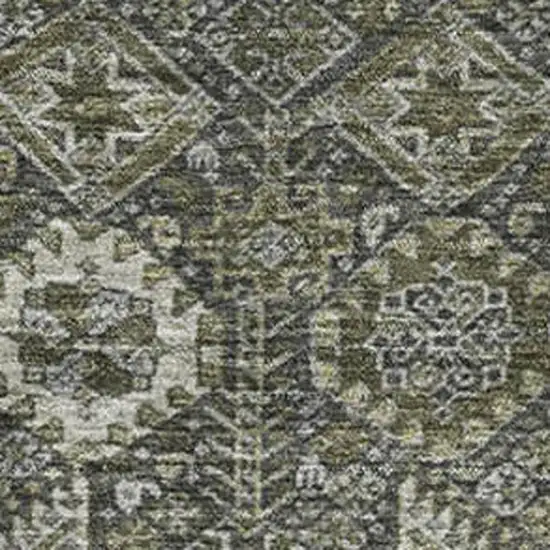 Taupe And Gray Tribal Washable Area Rug With UV Protection Photo 3