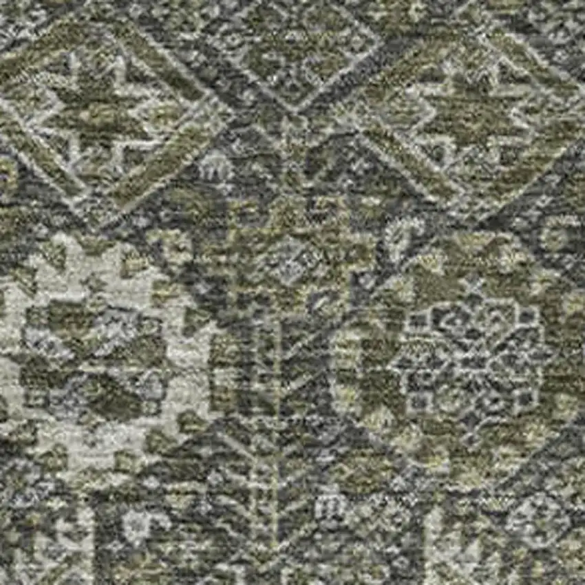 Taupe And Gray Tribal Washable Area Rug With UV Protection Photo 3