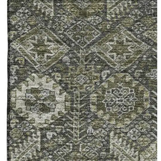 Taupe And Gray Tribal Washable Area Rug With UV Protection Photo 4