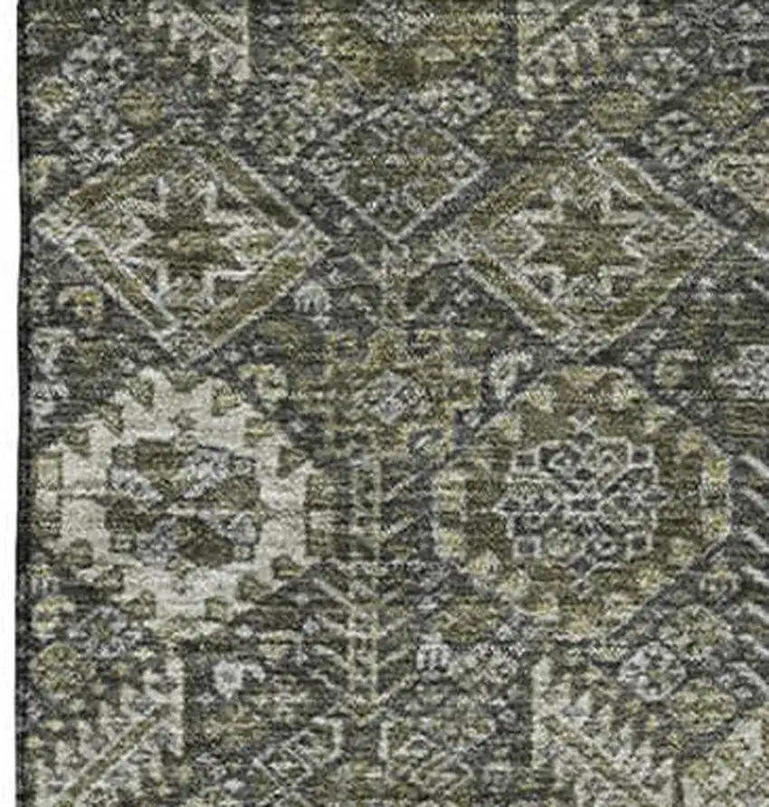 Taupe And Gray Tribal Washable Area Rug With UV Protection Photo 3