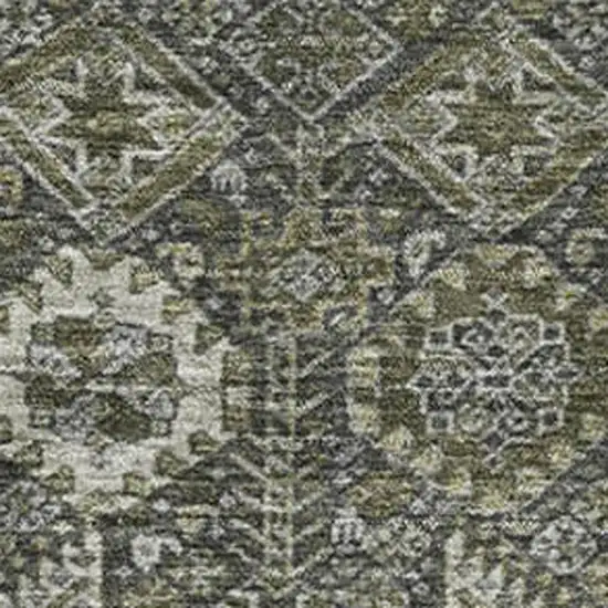 Taupe And Gray Tribal Washable Area Rug With UV Protection Photo 3