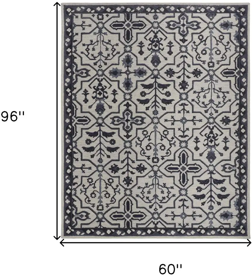 Taupe And Gray Wool Floral Tufted Handmade Stain Resistant Area Rug Photo 10
