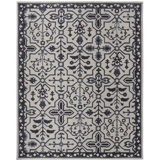 Gray And Taupe Wool Floral Hand Tufted Area Rug Photo 4