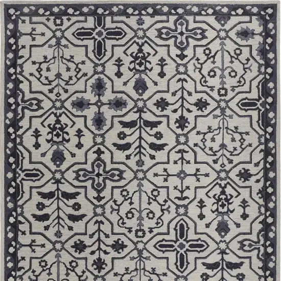 Gray And Taupe Wool Floral Hand Tufted Area Rug Photo 3