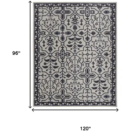 Gray And Taupe Wool Floral Hand Tufted Area Rug Photo 9