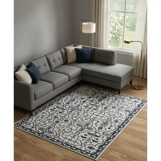 Gray And Taupe Wool Floral Hand Tufted Area Rug Photo 1