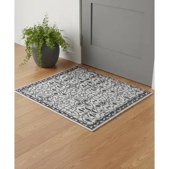 Gray And Taupe Wool Floral Hand Tufted Area Rug Photo 1