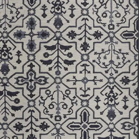 Gray And Taupe Wool Floral Hand Tufted Area Rug Photo 4