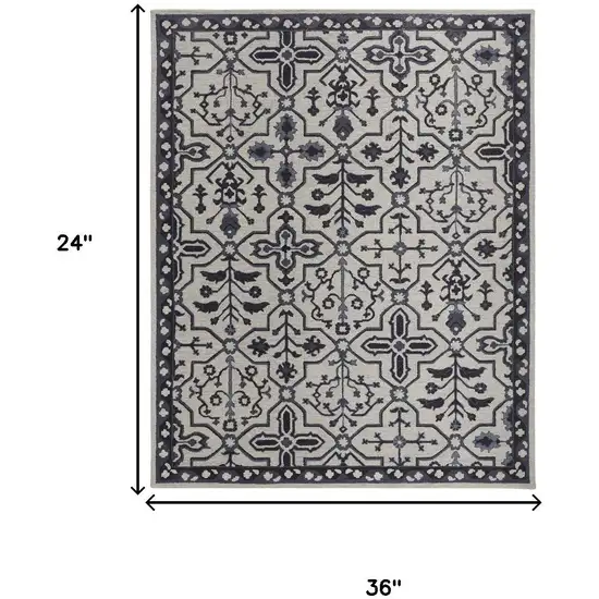 Gray And Taupe Wool Floral Hand Tufted Area Rug Photo 3
