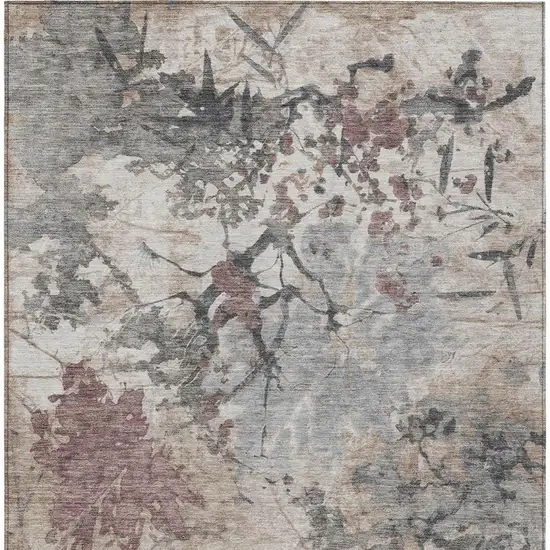 Taupe And Green Abstract Washable Indoor Outdoor Area Rug Photo 6