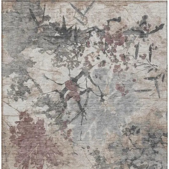 Taupe And Green Abstract Washable Indoor Outdoor Area Rug Photo 4
