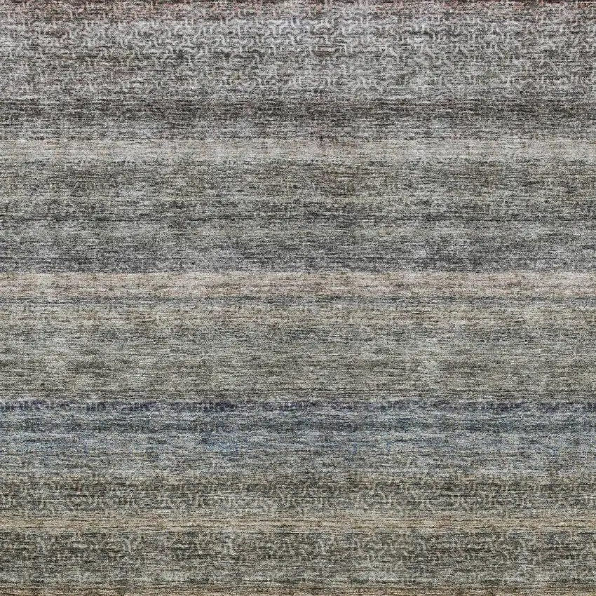 Taupe And Green Striped Washable Indoor Outdoor Area Rug Photo 6