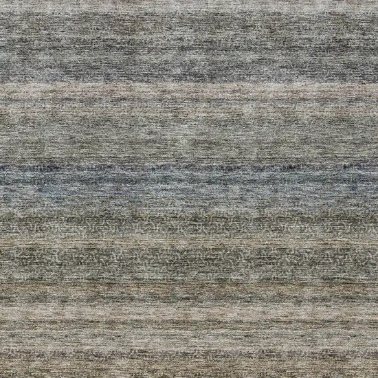 Taupe And Green Striped Washable Indoor Outdoor Area Rug Photo 6