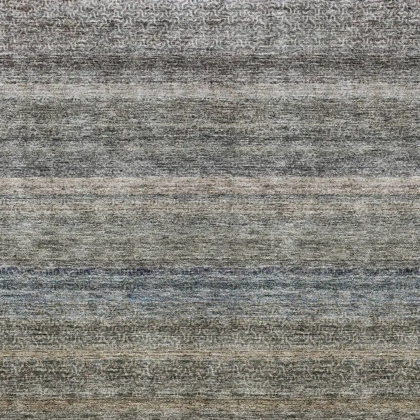 Taupe And Green Striped Washable Indoor Outdoor Area Rug Photo 6