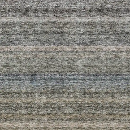 Taupe And Green Striped Washable Indoor Outdoor Area Rug Photo 6