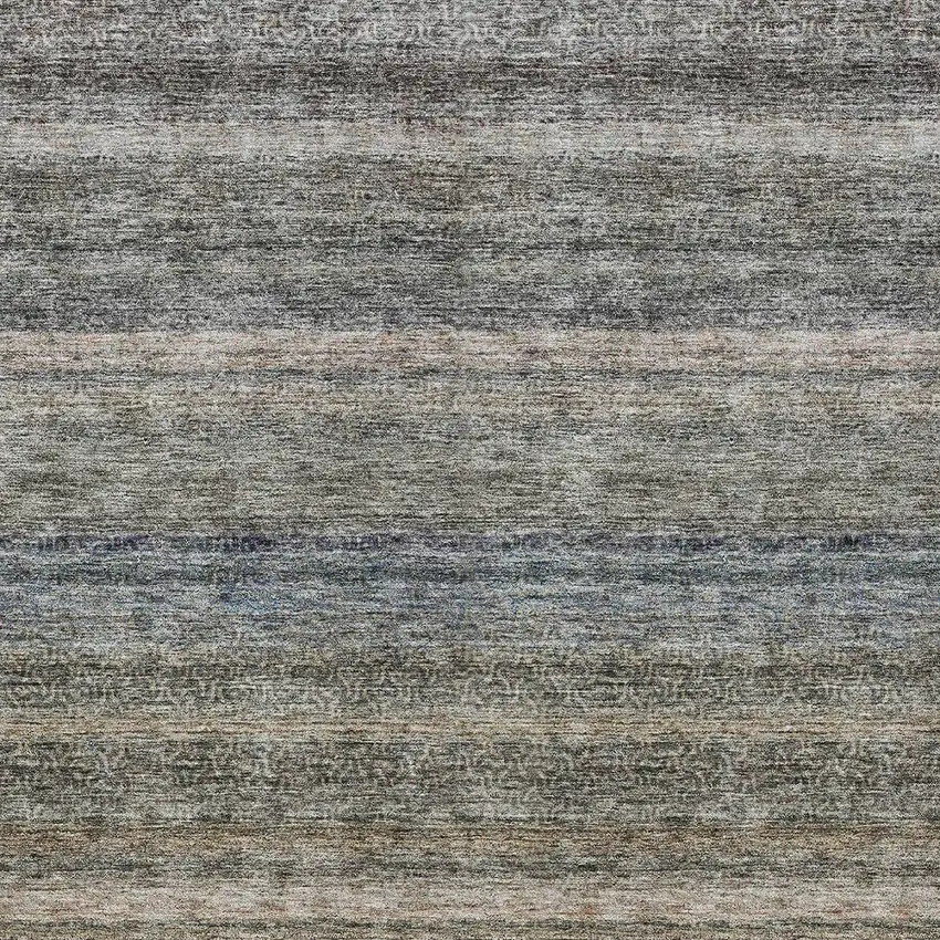 Taupe And Green Striped Washable Indoor Outdoor Area Rug Photo 6