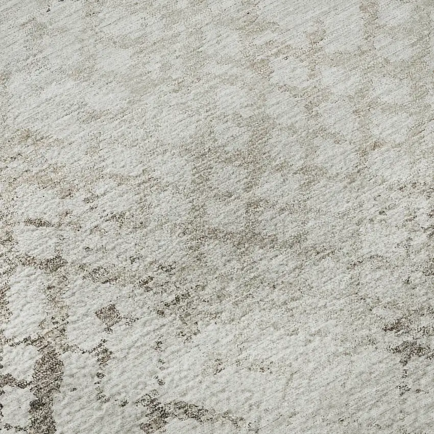 Taupe And Ivory Abstract Geometric Washable Area Rug With UV Protection Photo 9