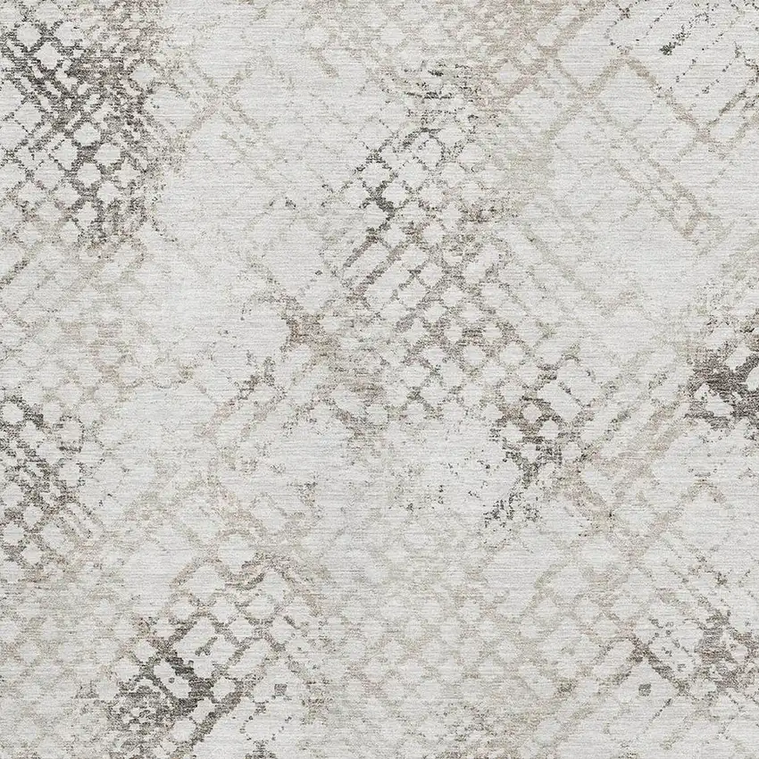 Taupe And Ivory Abstract Geometric Washable Area Rug With UV Protection Photo 3