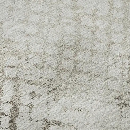 Taupe And Ivory Abstract Geometric Washable Area Rug With UV Protection Photo 7