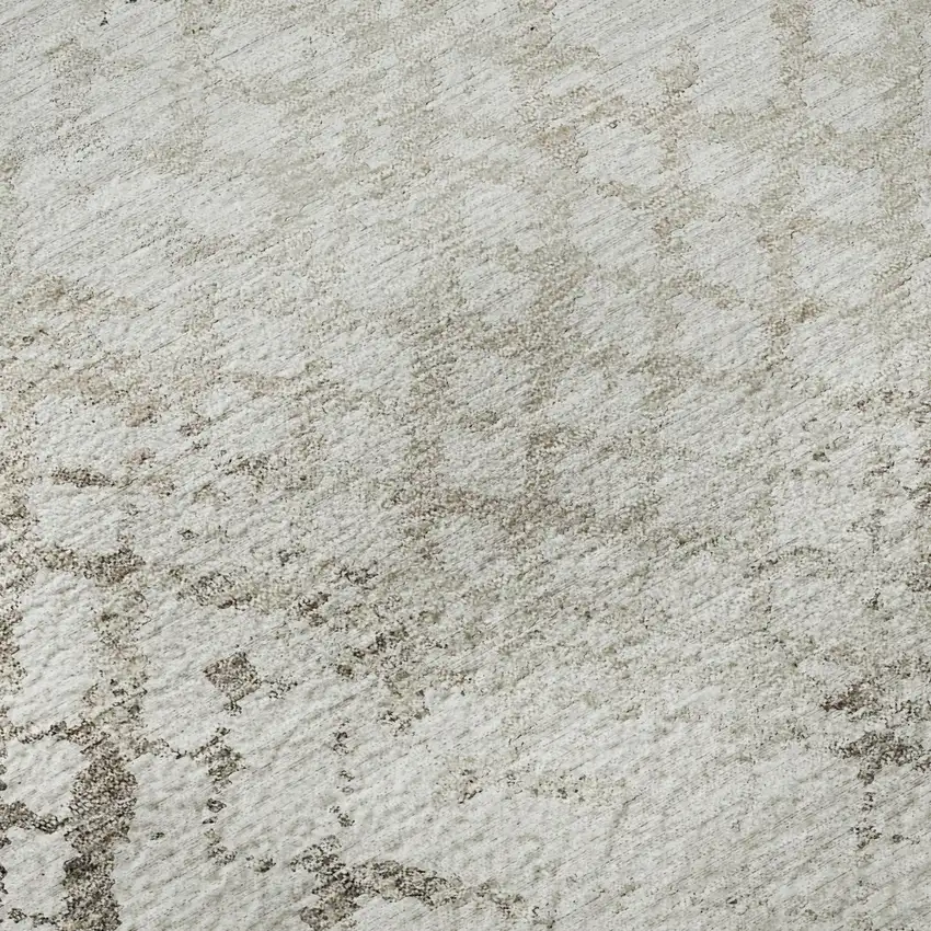 Taupe And Ivory Abstract Geometric Washable Area Rug With UV Protection Photo 7