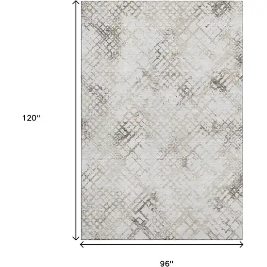 Taupe And Ivory Abstract Geometric Washable Area Rug With UV Protection Photo 3
