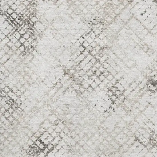 Taupe And Ivory Abstract Geometric Washable Area Rug With UV Protection Photo 3