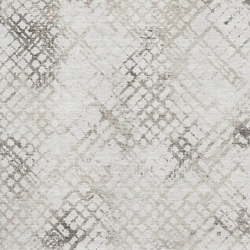 Taupe And Ivory Abstract Geometric Washable Area Rug With UV Protection Photo 3
