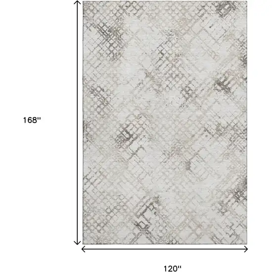 Taupe And Ivory Abstract Geometric Washable Area Rug With UV Protection Photo 3