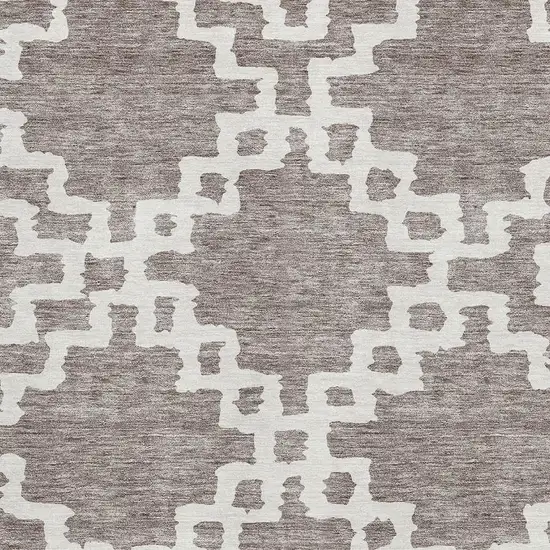 Taupe And Ivory Abstract Geometric Washable Area Rug With UV Protection Photo 3