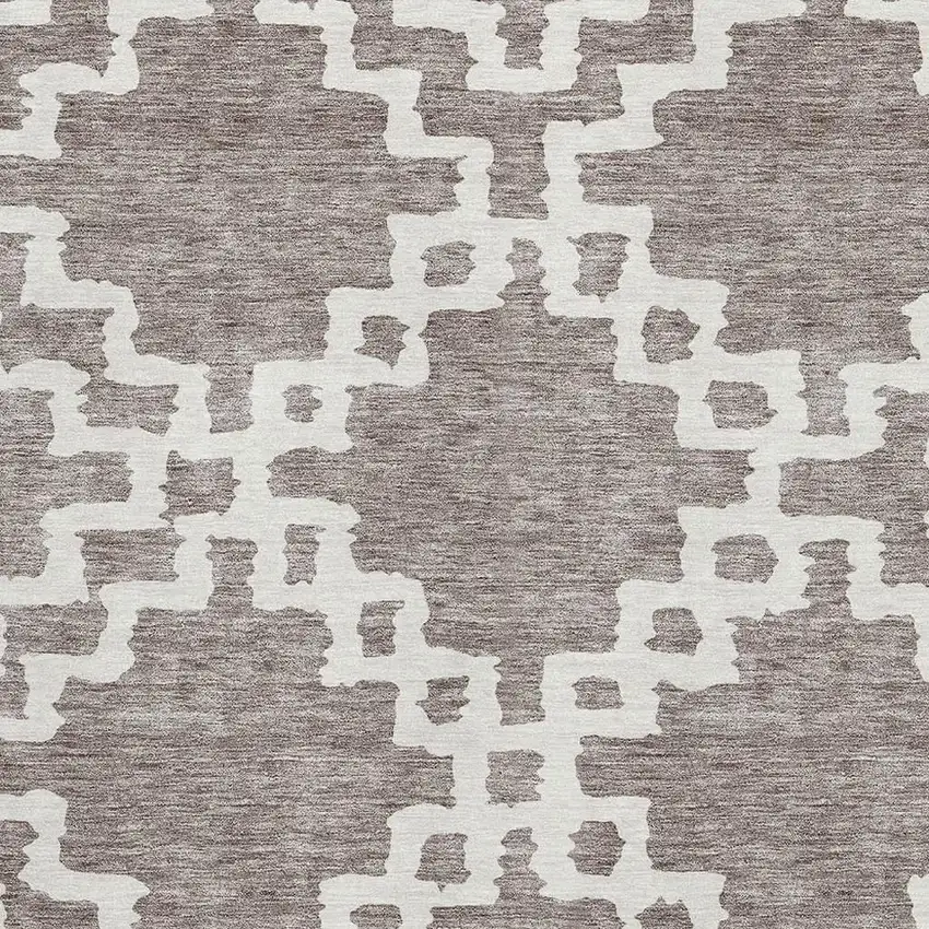 Taupe And Ivory Abstract Geometric Washable Area Rug With UV Protection Photo 3