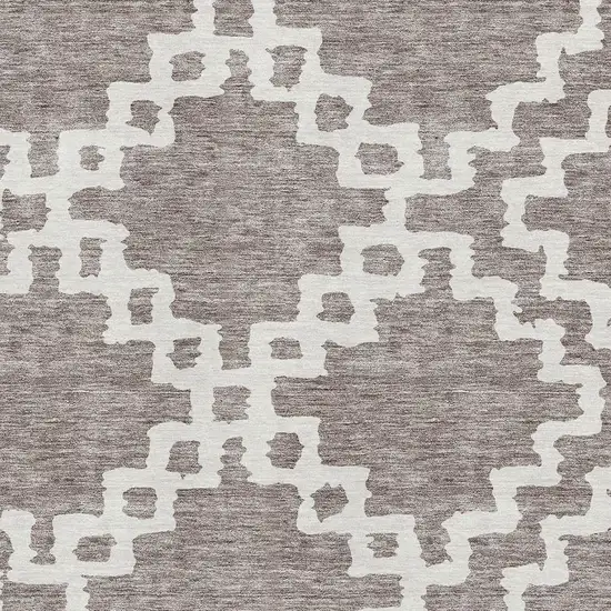 Taupe And Ivory Abstract Geometric Washable Area Rug With UV Protection Photo 3