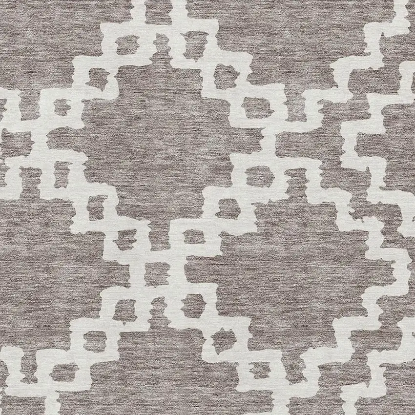 Taupe And Ivory Abstract Geometric Washable Area Rug With UV Protection Photo 3